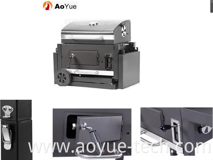 Outdoor patio type folding charcoal grill